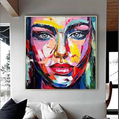 firgure ölgemälde handgemachte oversize acryl frauen gesicht malerei handgemachte malerei große bild leinwand acryl malerei hand gemalt abgedeckt pop art ölgemälde pattle messer gesicht malereien