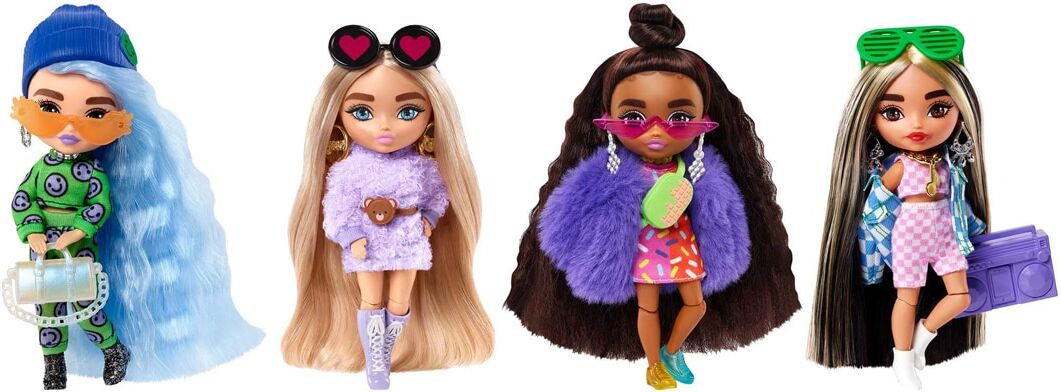 Barbie Mini Muñeca pequeña articulada con pelo largo y accesorios de moda Extra .