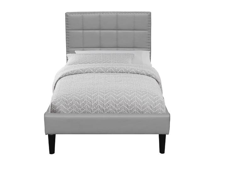 Lit Riley pour matelas 90x200 - Sommier Tte de Lit Capitonne - Couleur Gris -