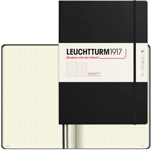 Leuchtturm1917 Notizbuch Master Slim, 321149, Karton Hardcover, schwarz, 62 Blatt / 123 Seiten, 100 g/m², dotted, A4+