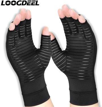 Healfit Counter Fitness Compression Wristband Gloves For Arthritis, Copper Wrist Support, Rehabilitation Gloves Women Men black m