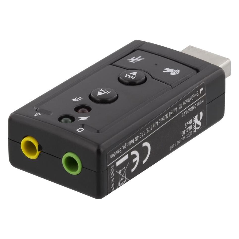 Deltaco UAC-03 - 2.0 Kanäle - USB - 3,5 mm - Tasten - Schwarz - Windows 7,Windows Vista (USB) (UAC-03)