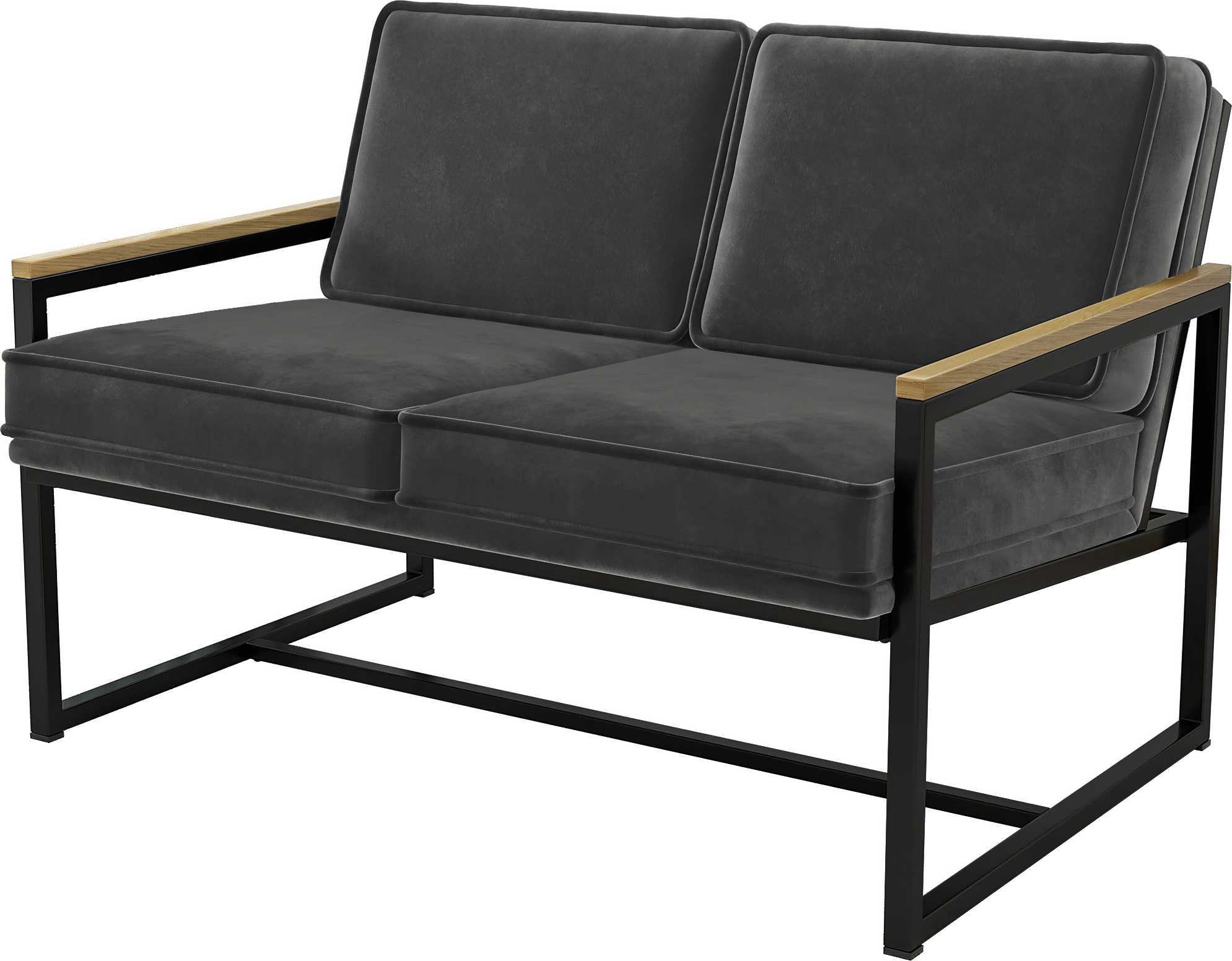 KYLA | Designer Sitzbank | Samt | Grau | Sitz Polster Lounge Stahl Eckig Retro Bistro Gastro Restaurant Hotel Kaffee Cafe