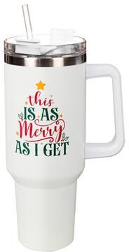 Evergreen This Is As Merry As I Get Canyon Cup, Double Wall Stainless Steel w/ Straw, 40oz, Gift Box - 40oz