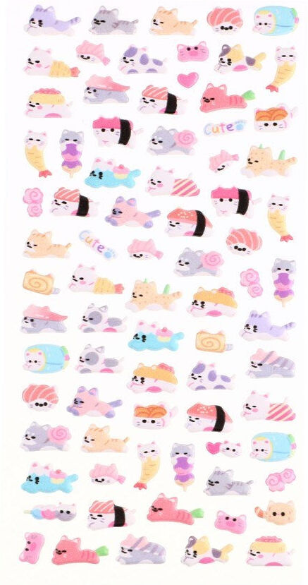 INCOVER Mini 3D Bubble Foam Stickers - Mobil / Kameraudsnit - Kaniner & Sushi