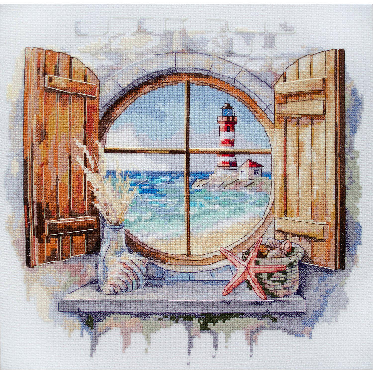 Stickbild "Fenster zum Meer", 27 x 26 cm
