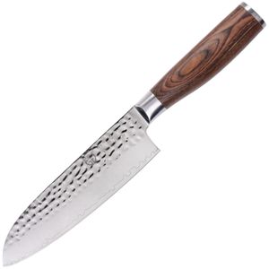 Gräwe Santokumesser Damaszener 076.56, in Geschenkbox, 17,5 cm Damaststahlklinge, Pakkawoodgriff