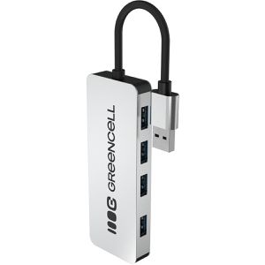 Green-Cell USB-Hub HUB-GC-A4A, grau, mit Metallgehäuse, 4 USB 3.0 Ports, Anschluss-Stecker USB-A