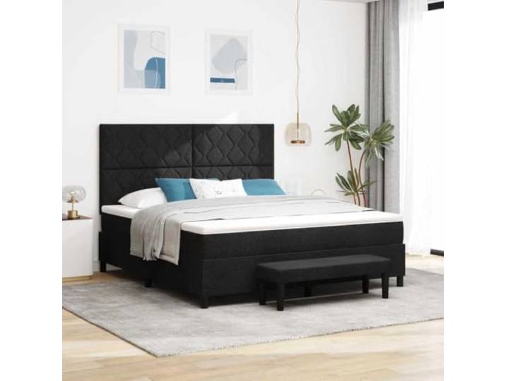 Boxspringbett mit Kopfteil schwarz 180 x 200 cm Stoff Taschenfedern, Schaumstoffpolsterung, Holztechnik, Kopfteil 2 Höhen, Maximalgewicht 280 kg