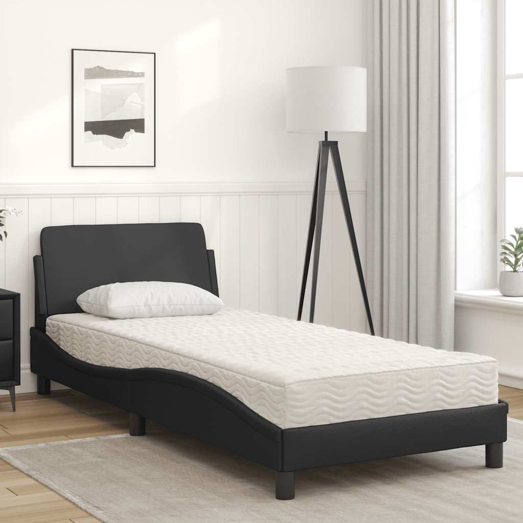 vidaXL Lit avec matelas Dover noir 80x200 cm similicuir