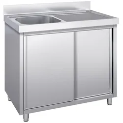 Ristoattrezzature Schrank Edelstahlspüle 120x60x95h cm 1 Becken mit rechter VS Abtropfschale