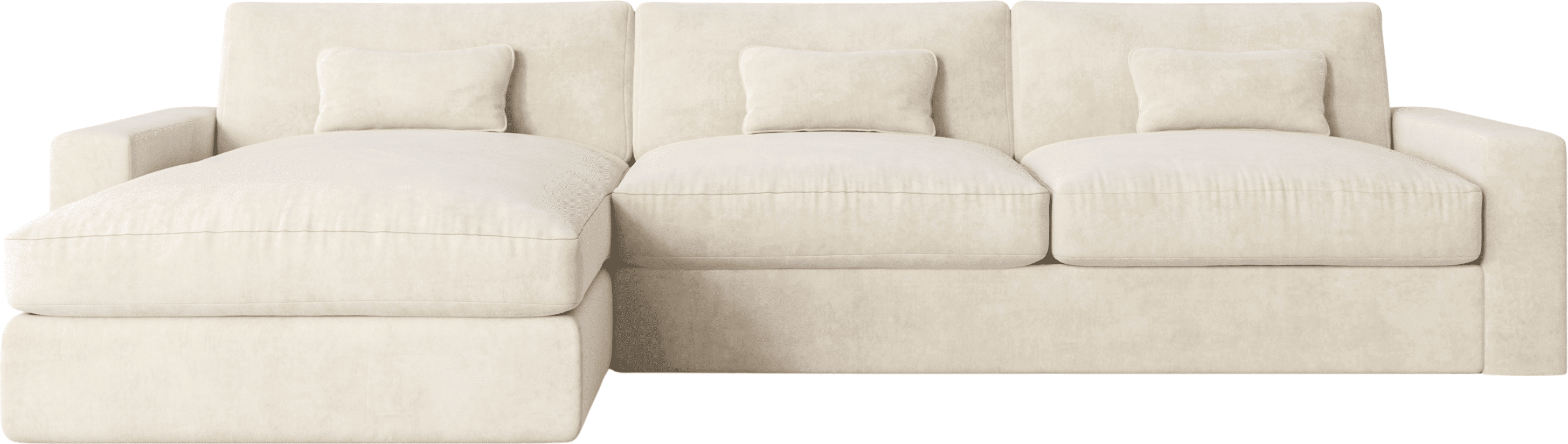 Tribeca Cream Velvet Large Left Hand Facing Chaise End Sofa
