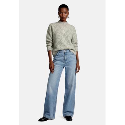 Strickpullover ZERO "Damen mit Muster", Damen, Gr. 40, beige (beige, grau), Stoff, Obermaterial: 49% Polyamid, 31% Baumwolle, 20% Polyacryl, lässig geschnitten normal, Pullover Strickpullover, Material