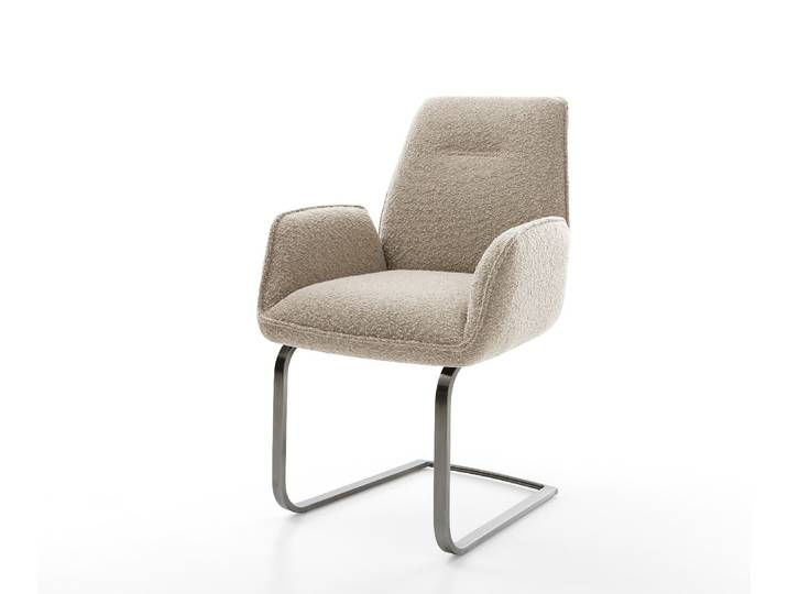 Freischwinger Zoa-Flex Bouclé Schlamm Freischwinger flach Graphit Taschenfederkern, Esszimmerstühle