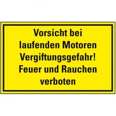 Schild I Hinweisschild Vorsicht bei laufenden Motoren Vergiftungsgefahr..., Kunststoff, 300x200mm