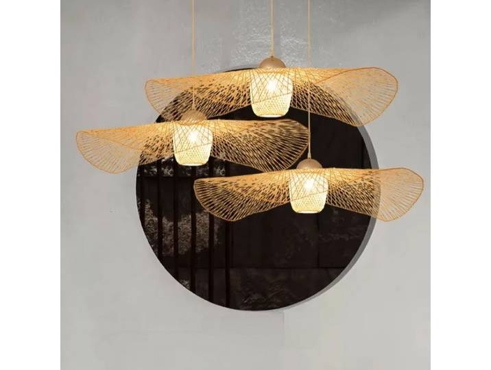 Lampe Suspendue Japonaise en Bambou Tissé, Art Décoratif Créatif, Zones de Lustre, Restaurant Chinois, Correction par l'Éclairage des Escaliers, Nouveau