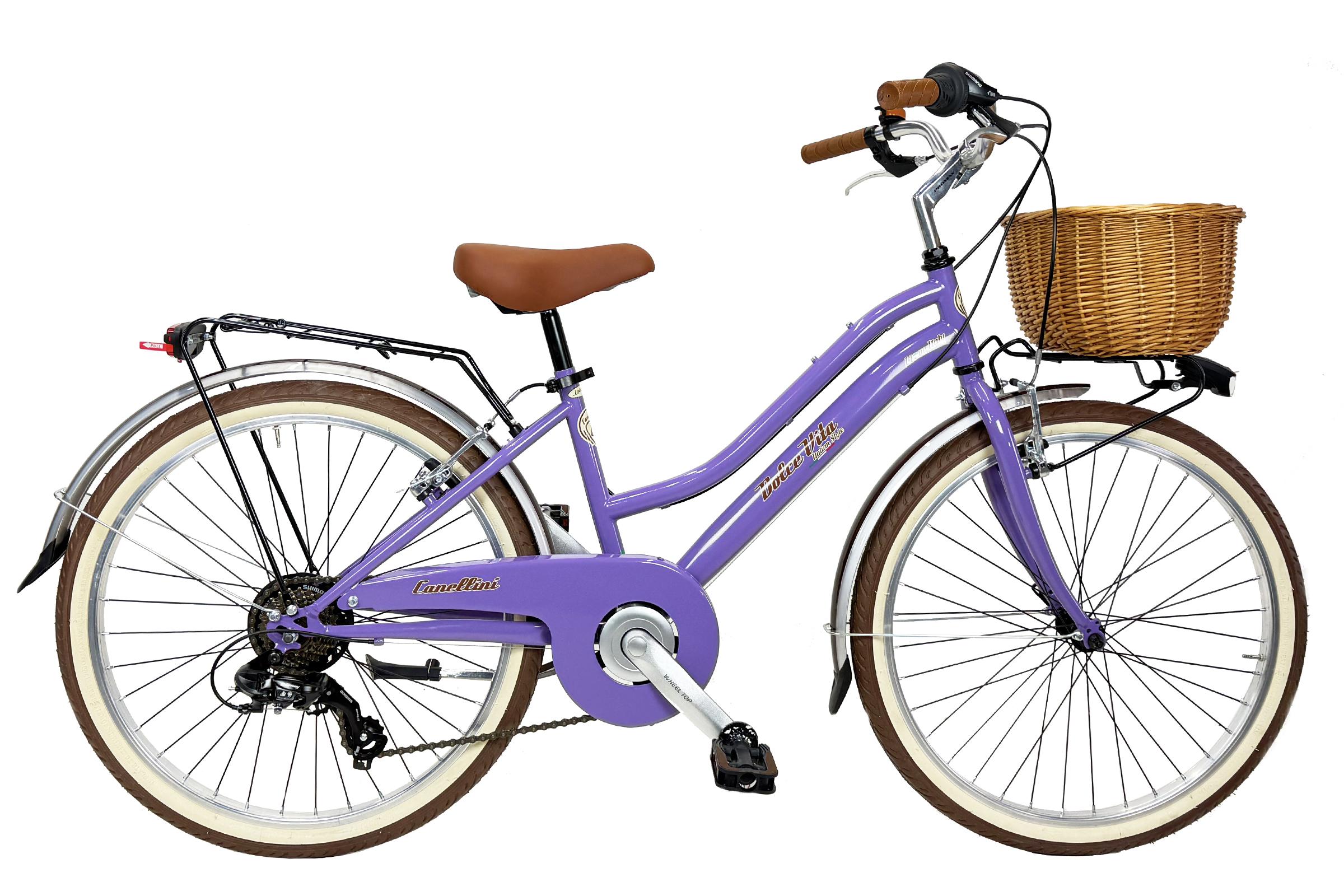 Kinderfahrrad Dolce Vita by Canellini JUNIOR 24" mit Korb - Violett