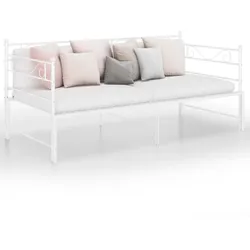 vidaXL Ausziehsofa Bettgestell Weiß Metall 90x200 cm