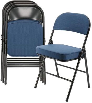 Elama 4 Piece Metal Folding Chair with 2.2 Inch Padded Seats in Dark Blue