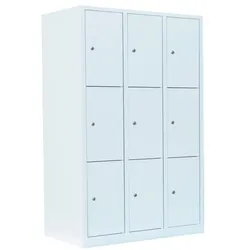 Lüllmann Schließfachschrank - 3 Abteile - 9 Fächer weiß