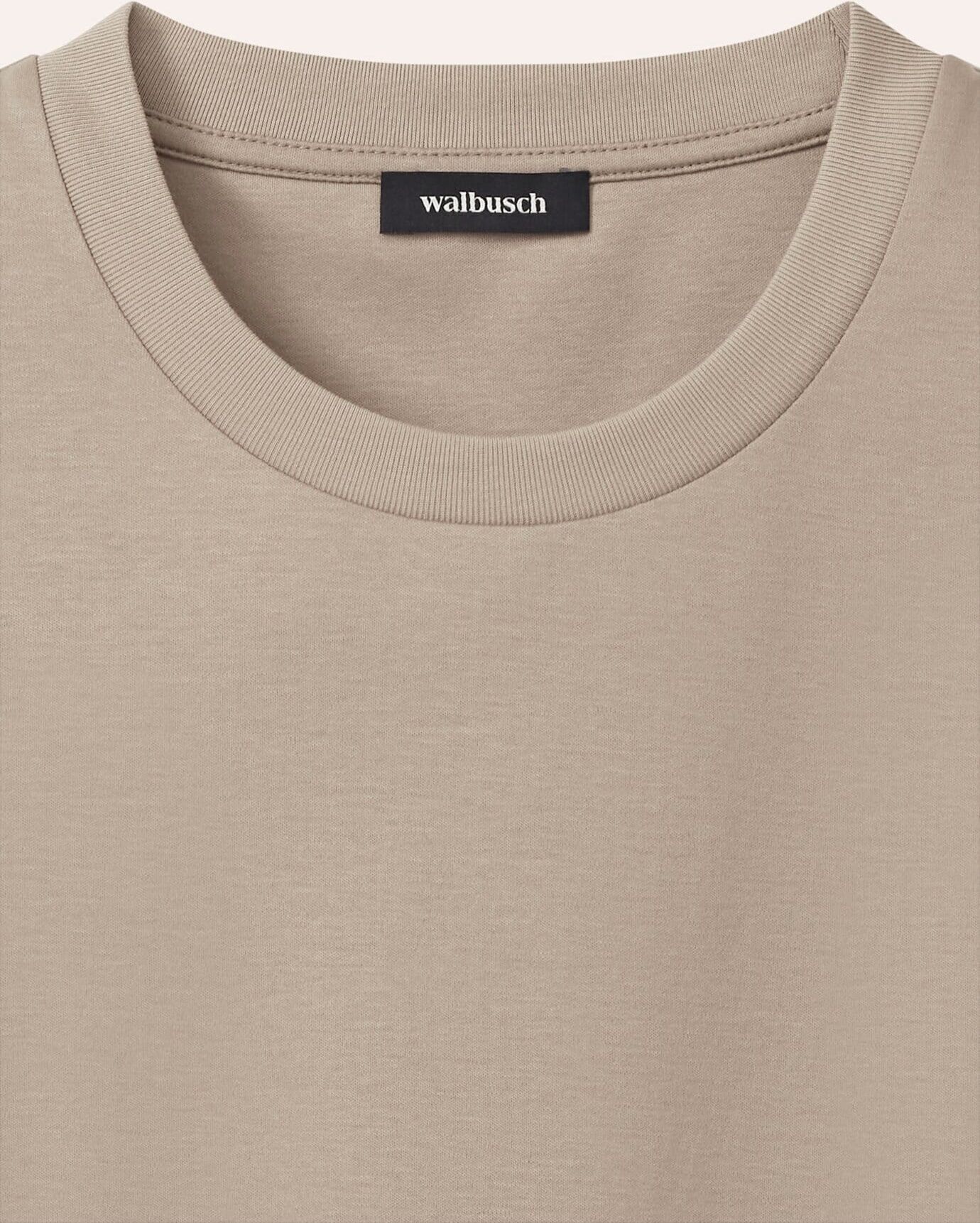 Walbusch Premium T-Shirt, normale Größen, Farbe Beige, 52, mercerisiertes Baumwollgarn seidiger Griff Herren