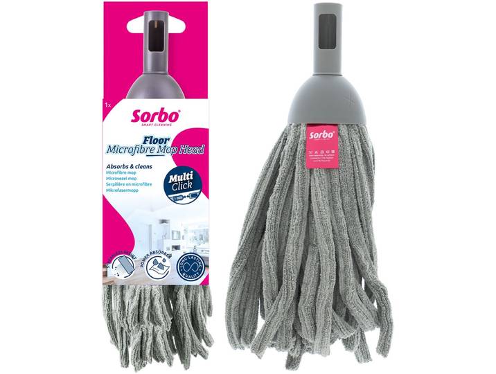 Sorbo Microvezel Mop - Mopkop Microfiber - Multi-Click Vloermop voor Laminaat\, Tegels en PVC