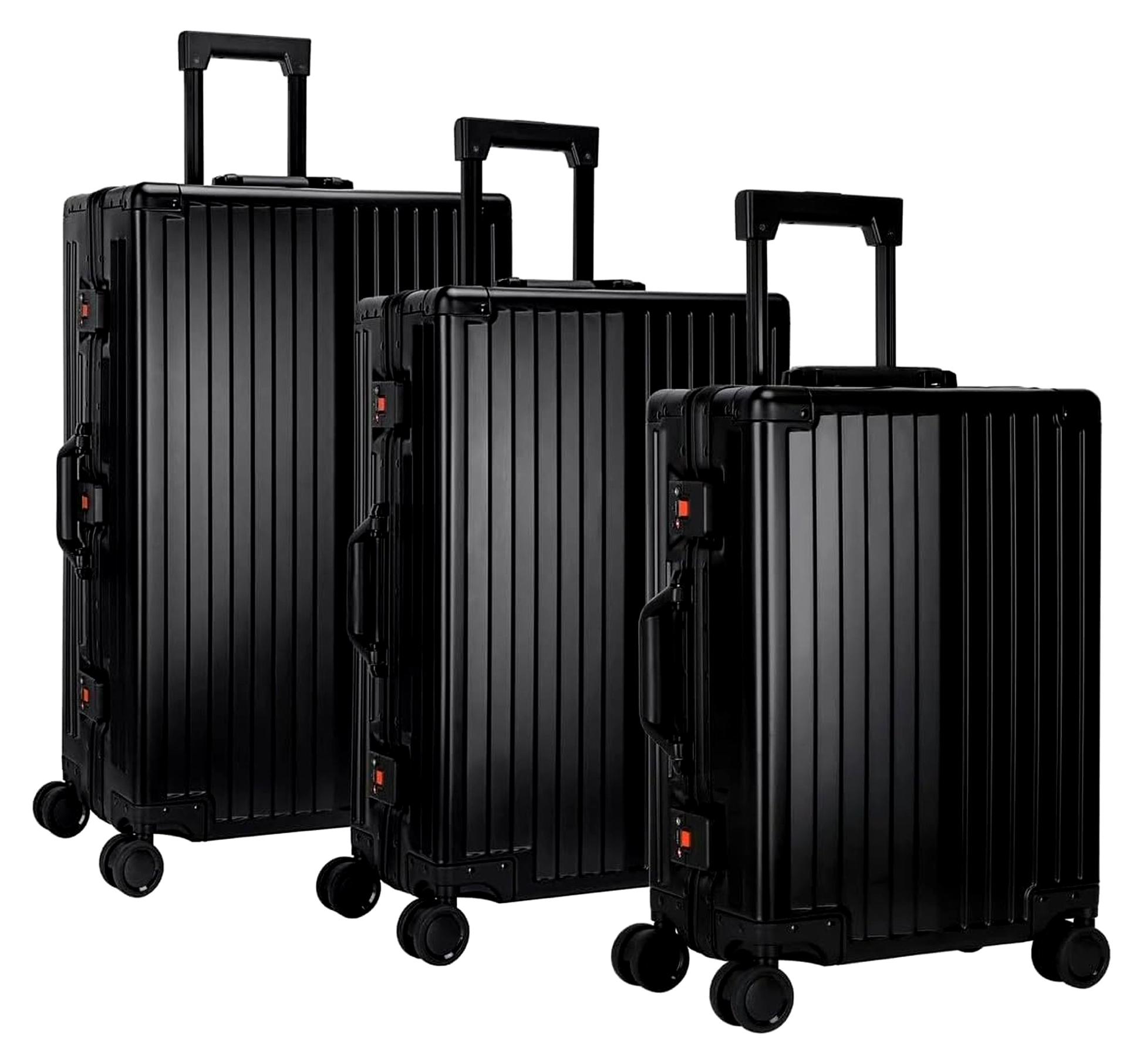 Aluminium Reisekoffer Black HEUER Stripe Hartschalenkoffer Suitcase Trolley Luggage (L)