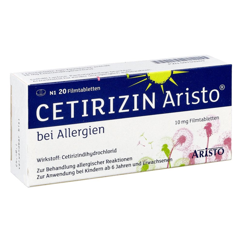 Aristo Pharma GmbH Cetirizin Aristo bei Allergien 10 mg Filmtabletten 09703269