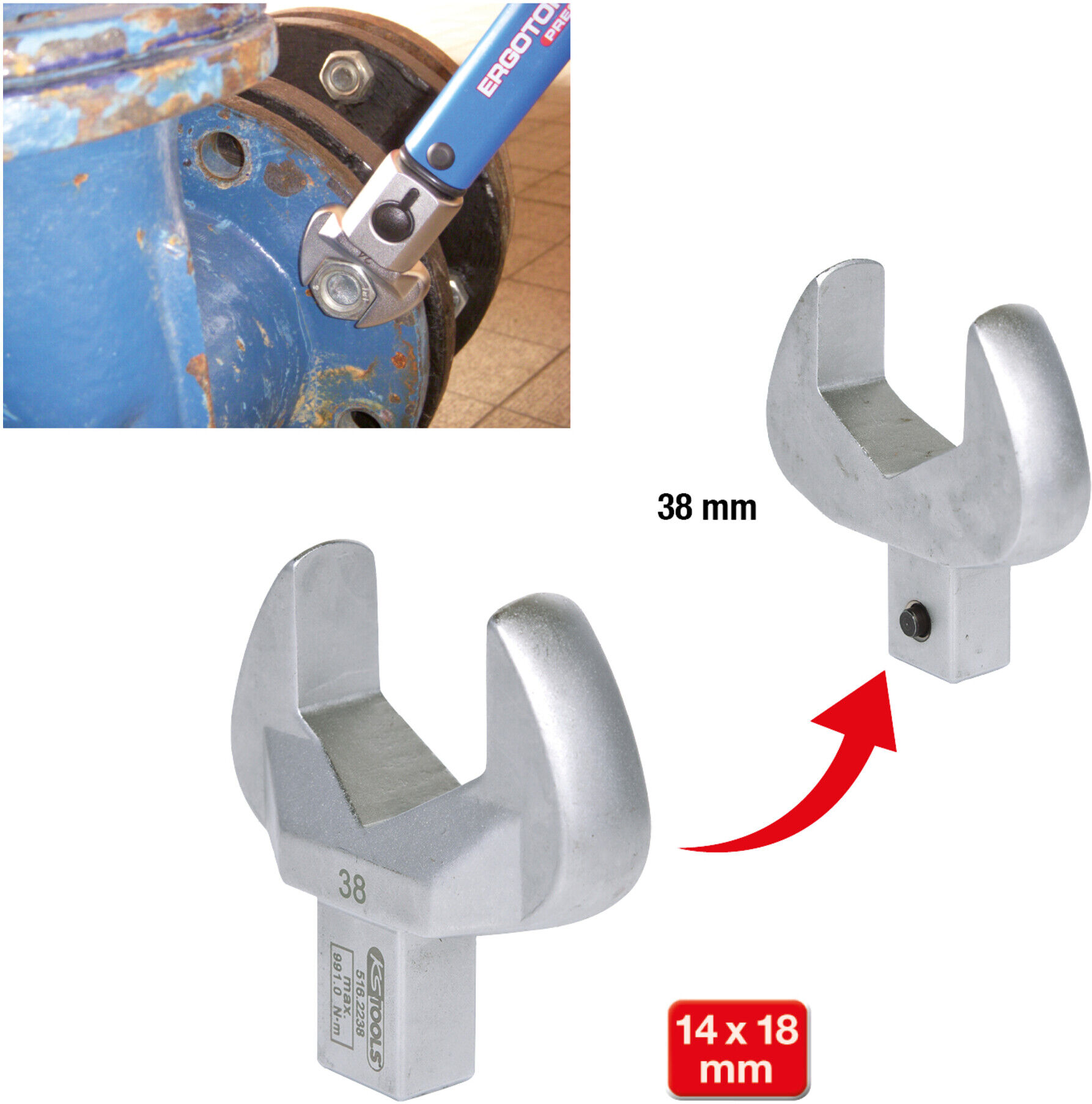 KS Tools 14x18mm Einsteck-Maulschlüssel, 38mm (516.2238)