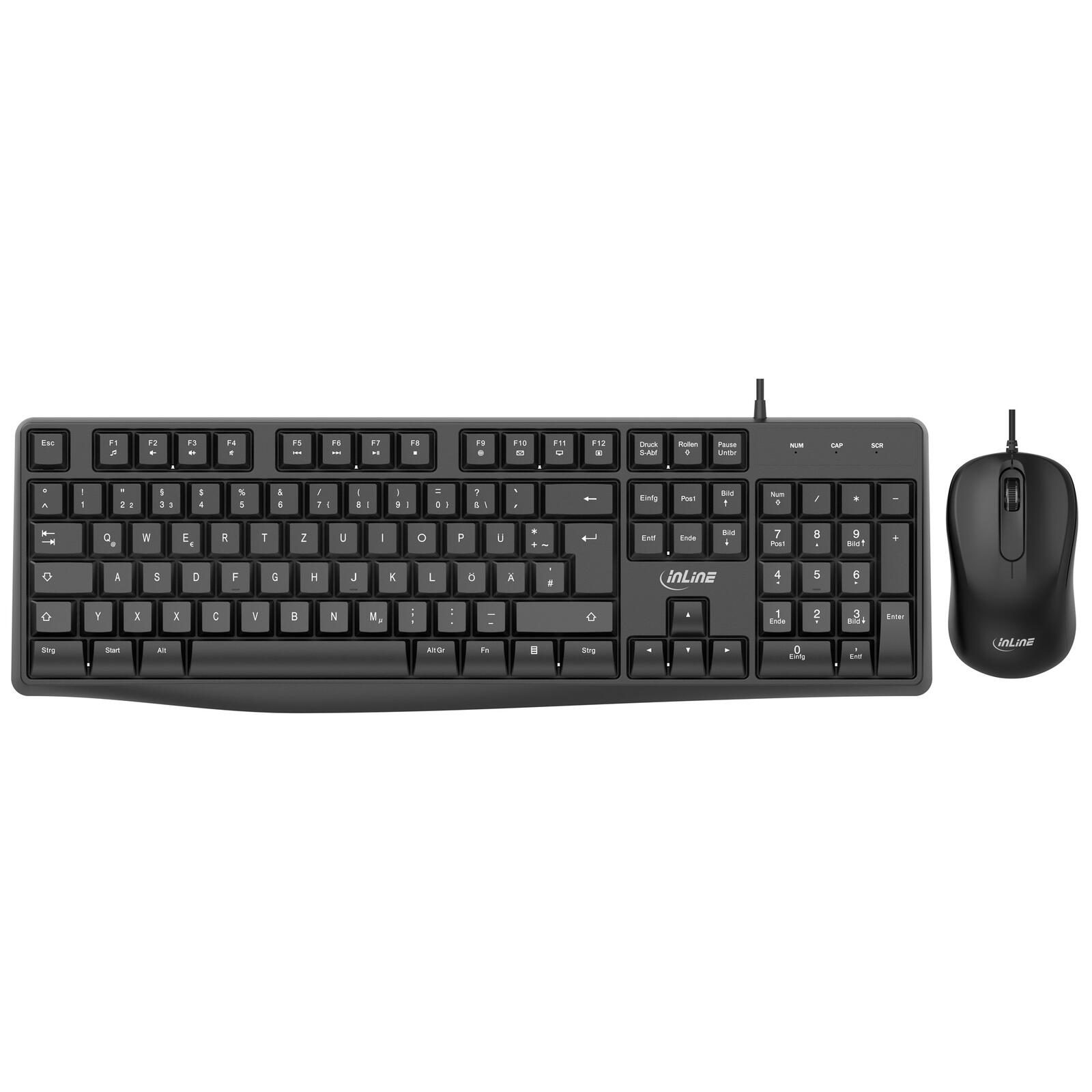 InLine® InLine Basic Desktop II, kabelgebundenes Tastatur-Maus Set, schwarz 55367A