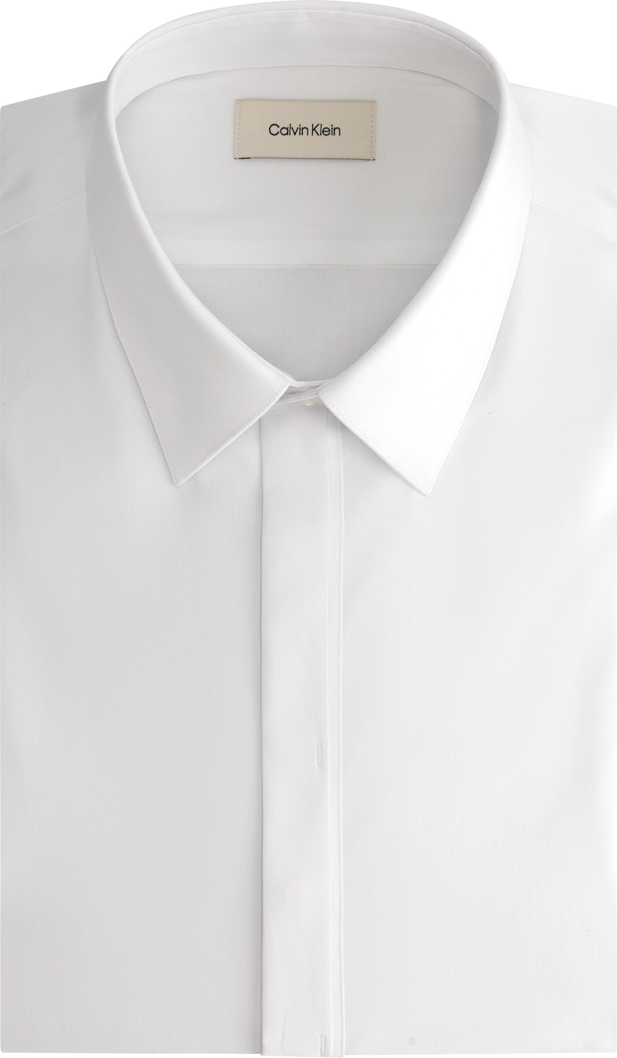 Businesshemd CALVIN KLEIN JEANS "XSLIM OCCASION STR SLD", Herren, Gr. 37, N-Gr, weiss (weiß), Web, Obermaterial: 97% Baumwolle, 3% Elasthan, unifarben, slim fit normal, Rundhals, 1-Knopf-Manschette, Hemden Businesshemd, normaler Kragen, Slim fit, verdeckt