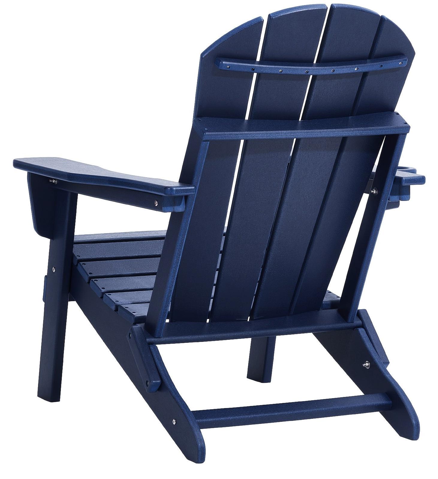 Adirondack-Gartenstuhl - Gartenliegestuhl - Outdoor-Stuhl - Klappbarer Stuhl - Marineblau - Wetterbeständiger Kunststoff