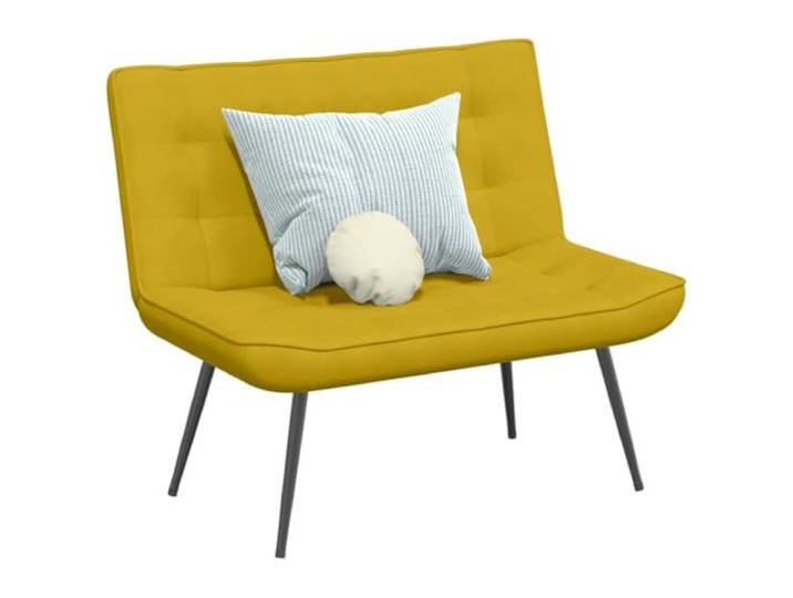 VIHHQGC Sitzbank Gelb 110x74x84 cm Samt Samtbezug, Metall und Sperrholz, weiche Polsterung, Rückenlehne, Montageanleitung