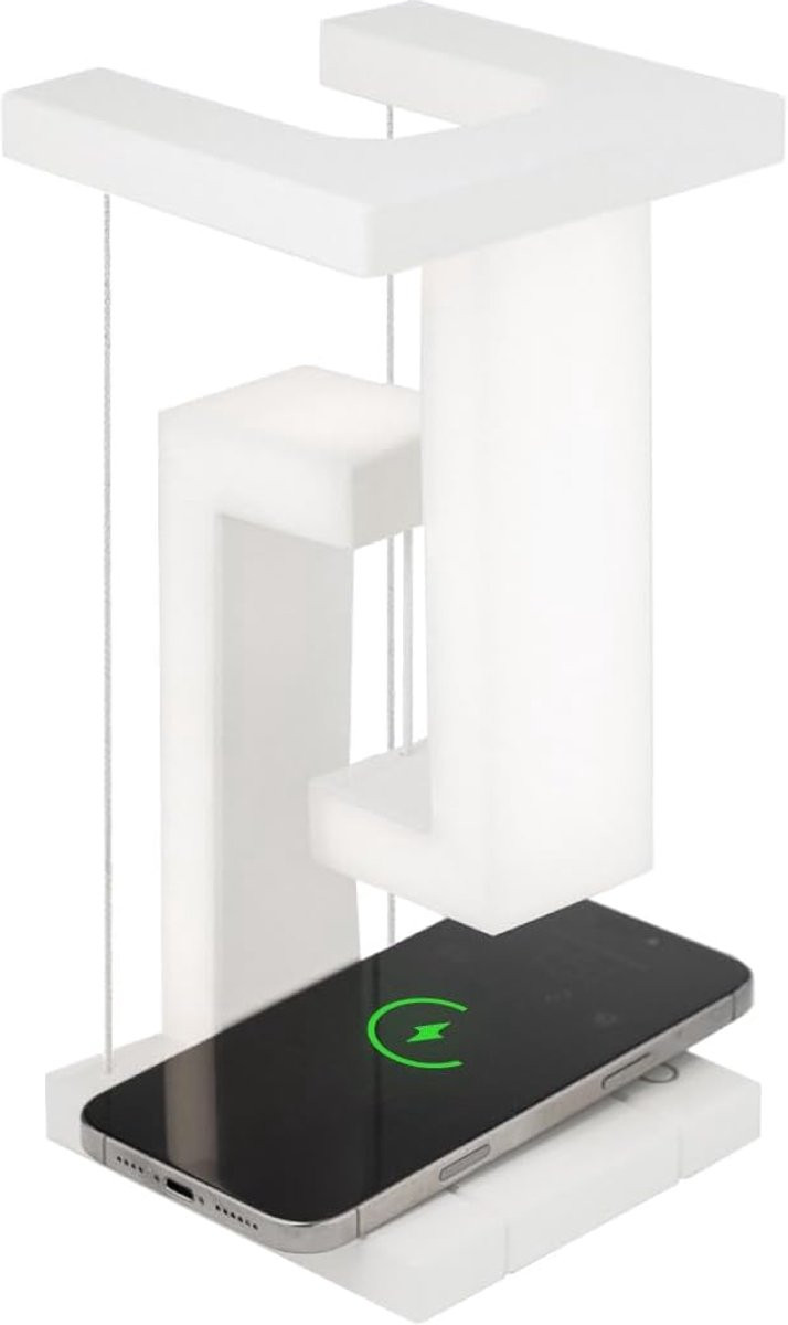 Zwevende Bureau Lamp met Draadloos Opladen en Aanraakbediening - Dimbare LED Bureaulamp in Wit
