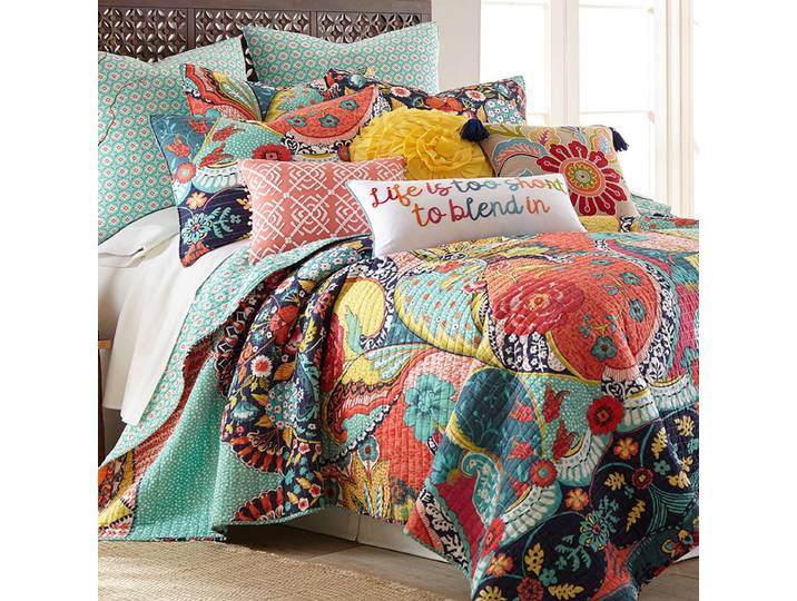 Couvre-lit matelassé de style Boho avec 2 taies d'oreiller, couverture de couette, couvre-lit à carreaux en lin, couvre-lit sur le lit, couvre-lit Cubrecam