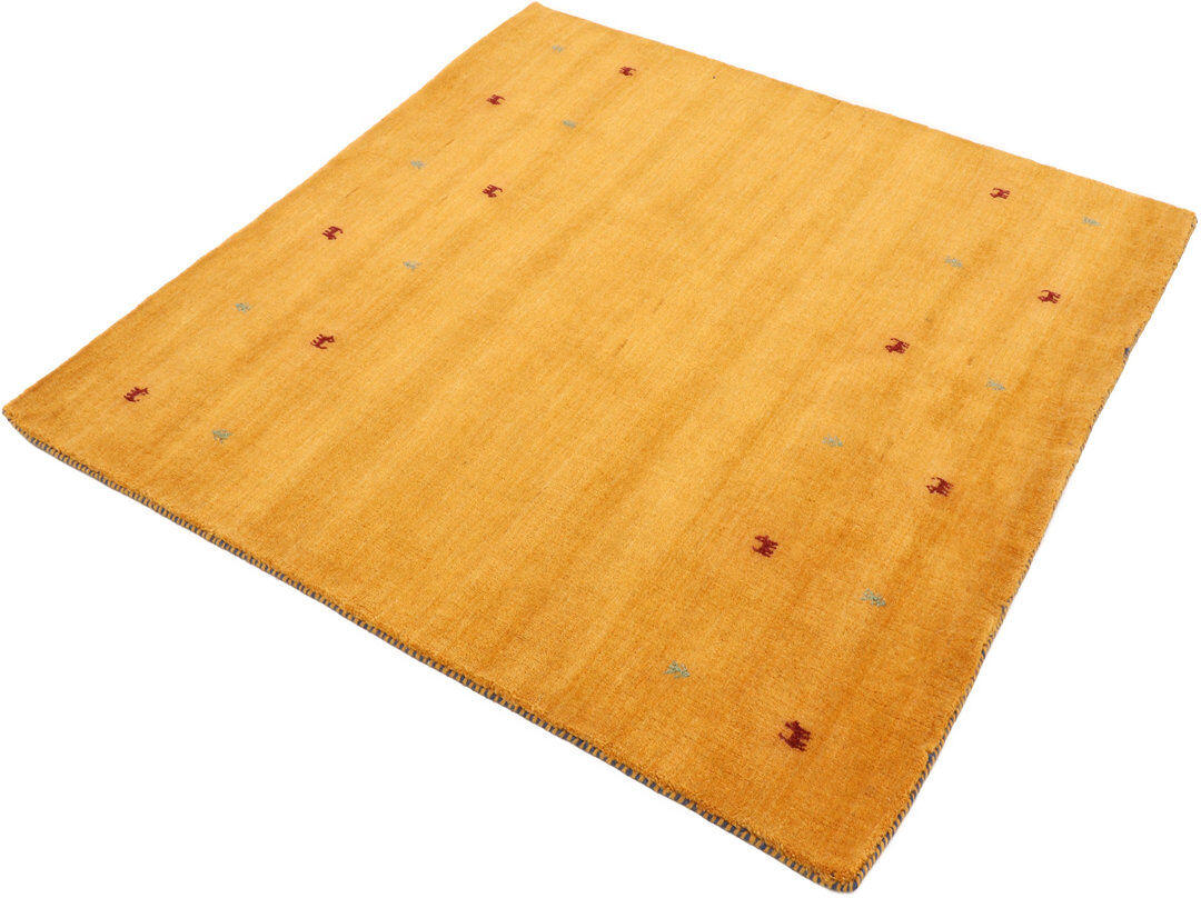 Carpetfine Handwoven Wool Gabbeh Uni Yellow Rug Yellow Square 120cm
