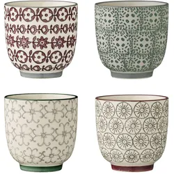 Bloomingville Karine Becher, 4er, Steingut, Ø 7xH7 cm, 4 verschiedene Farben