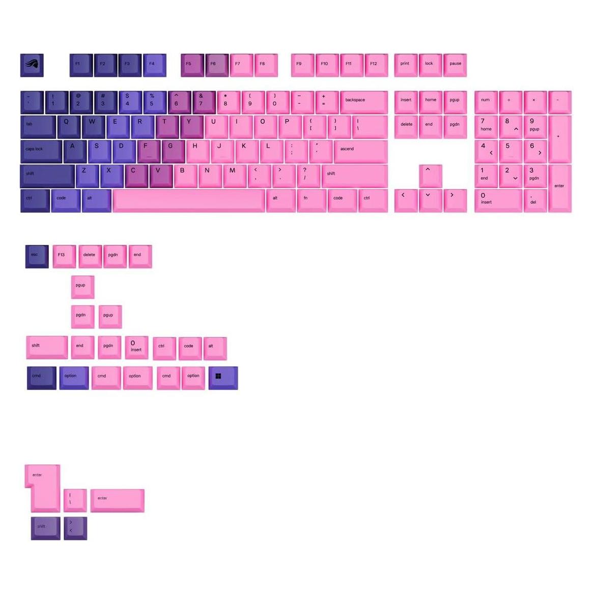 Glorious GPBT Gradient Keycaps, ANSI Layout (US), PBT, Dye-Sub - Nebula (GLO-KB-ACC-KC-GPBT-GR-NEB-US)