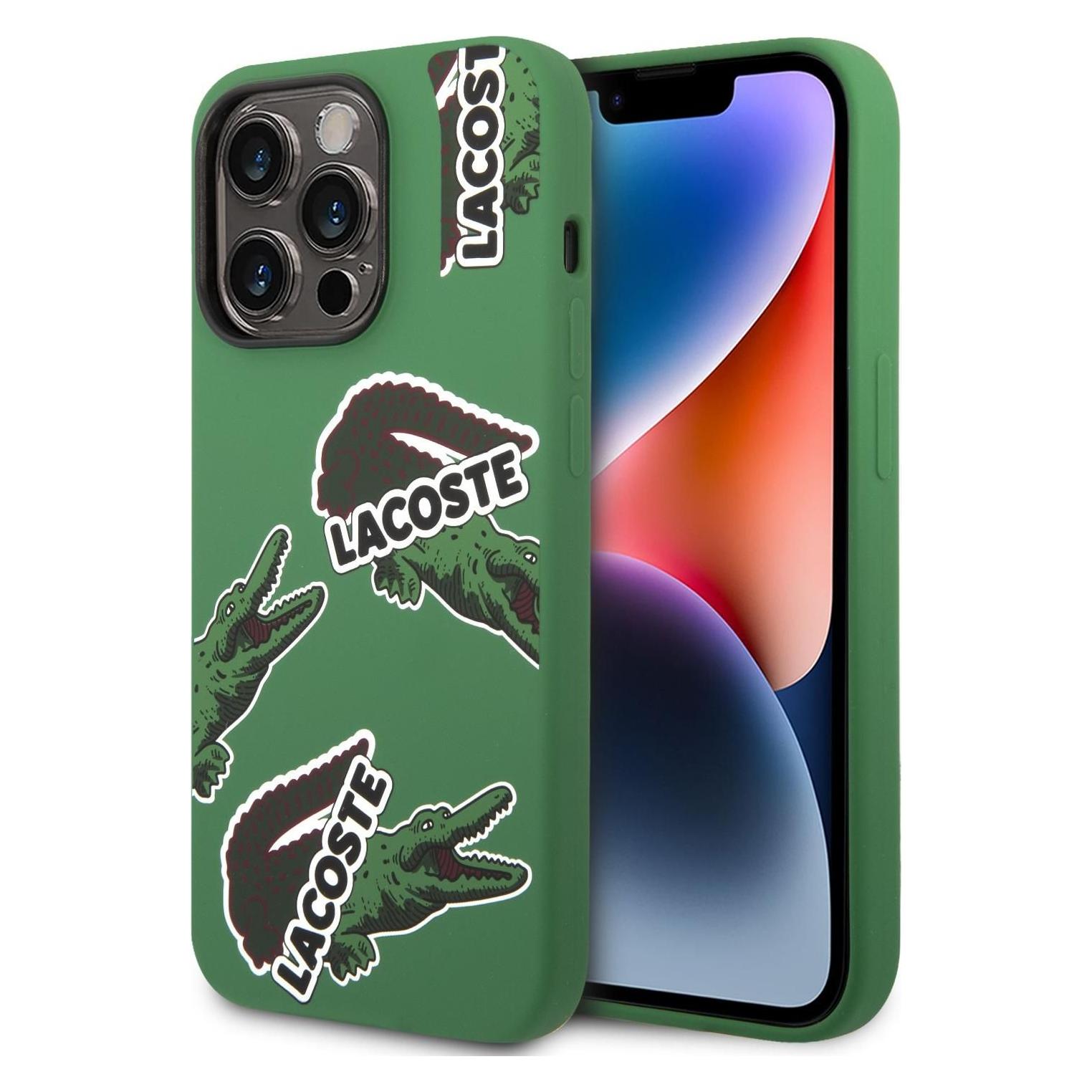 Lacoste Hardcase Liquid Silicone Allover Pattern für Apple iPhone 14 Pro - green (Apple iPhone 14 Pro) (LCHCP14LSON)