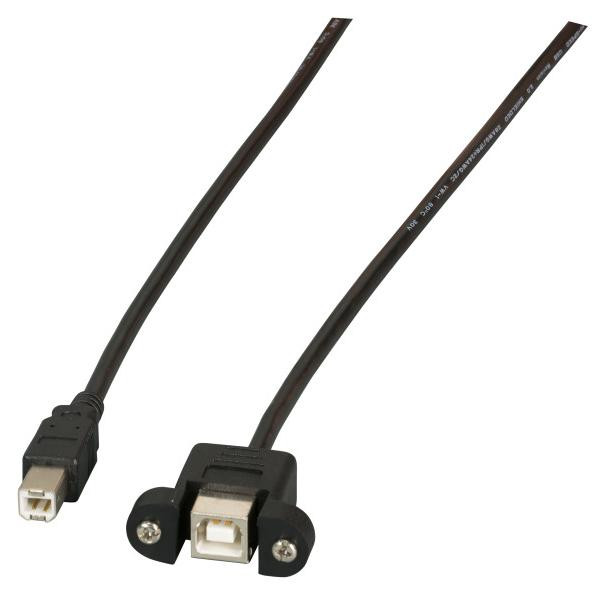 EFB USB 2.0 Verlengkabel met USB-A naar USB-B aansluiting, 1m, Zwart, Classic K5293SW.1V2