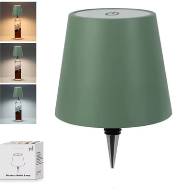 Inspire Curations Rechargeable Bottle Table Lamp USB Touch Control 3 Color Dimmable LED Light green