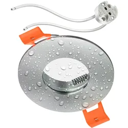 ledscom.de Bad-Deckeneinbaurahmen ERID, Feuchtraum, Badezimmer, IP44, rund, aluminium matt, inkl. GU5.3 Fassung