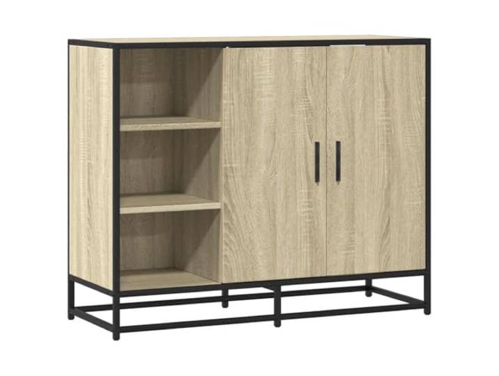 HEFZGDB Stabiler Beistellschrank mit Zwei Türen als Aufbewahrungsschrank für Essgeschirr und Haushalt – Modernes Sideboard im zeitlosen Look aus Holzwerkstoff mit Metallgestell
