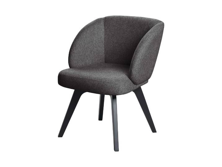 Esszimmersessel OTTO HOME Aretha Esszimmerstuhl, Bequemsessel mit abgerundete Rückenlehne , schwarz (jet schwarz), B:61,5cm H:87cm T:67cm, 90% PES;5% Nylon;5% Rayon, Sessel, Esszimmersessel, mit massiven Buchenholzbeinen, gepolstert, in 3 Farben erhältlich