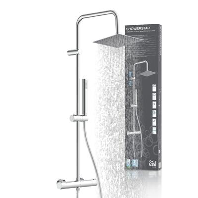 Duschsystem EISL "SHOWERSTAR", chrom, H:96cm, Edelstahl, Brausegarnituren, Regendusche 20x20cm, Umsteller, Antikalk, höhenverstellbar, Thermostat
