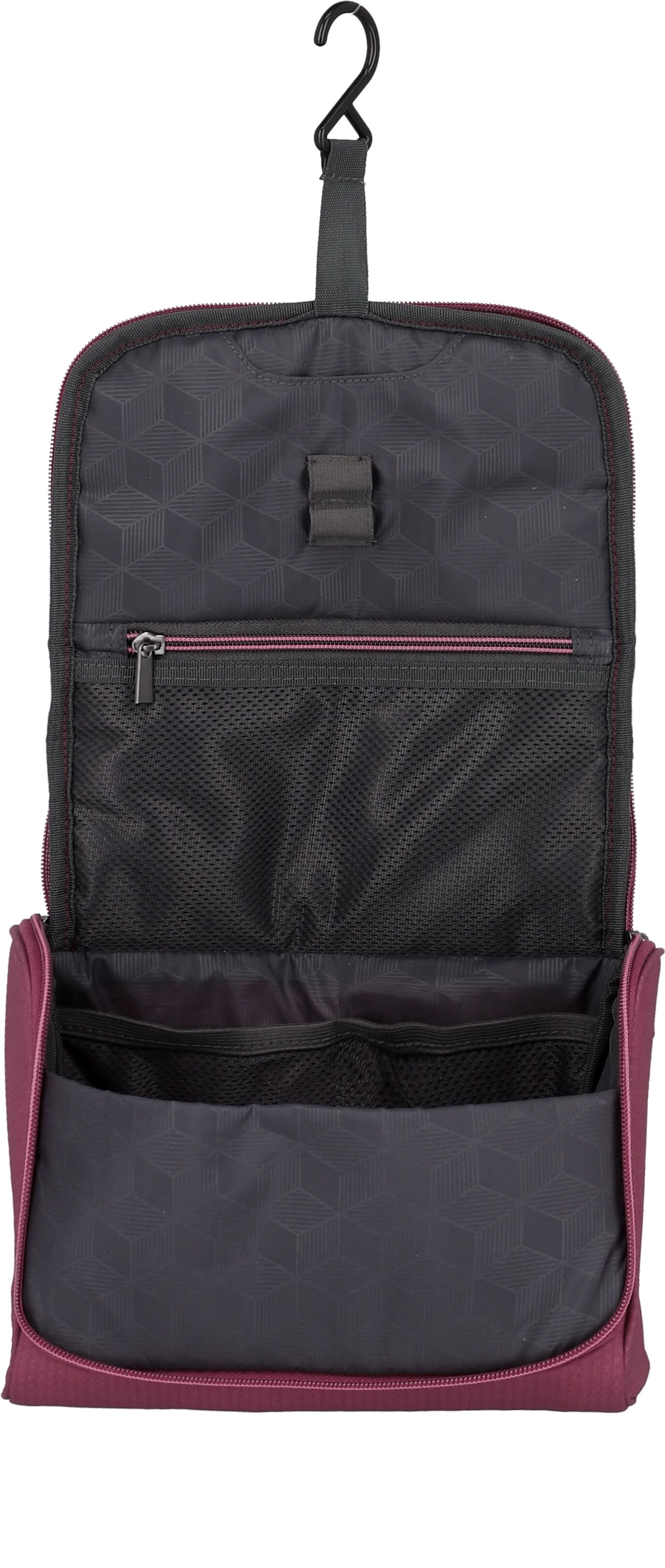 Kosmetiktasche TRAVELITE "SKAII Kulturtasche Waschbeutel", Damen, Gr. B/H/T: 23cm x 18cm x 13cm, rot, Textil, Taschen Kosmetiktasche, Unisex Kulturbeutel mit Aufhängehaken und Meshfächern