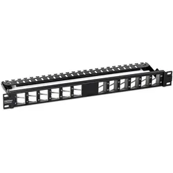 24-Port Blank Angeled Keytsone Shielded 1U Patch Panel