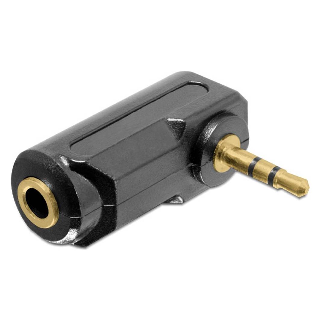 Delock Adapter Audio Klinke 3,5 mm 3 Pin Stecker > Buchse gewinkelt (Klinkenadapter, Winkeladapter) (65364)