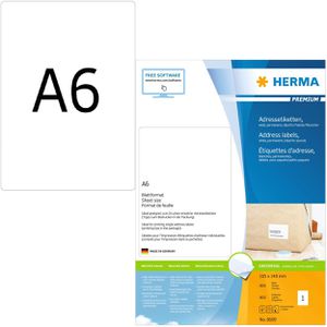 Herma Adressetiketten 8689 Premium, weiß, 105 x 148mm, auf A6, 800 Stück