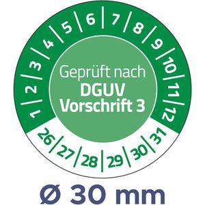 Zweckform Prüfplaketten 6978 Geprüft nach DGUV Vo3, 2026-2031, grün, Ø 30mm, abziehsicher, 80 Stück